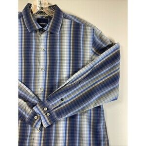 TOMMY BAHAMA Blue Striped Cotton Long Sleeve Sport‎ Button Down Shirt Men's Med